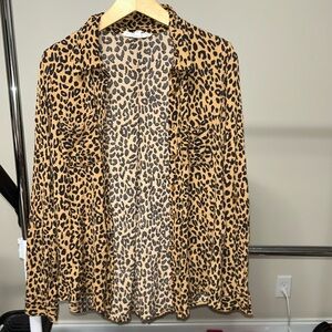 Hippie Rose Leopard Print Button Down Shirt